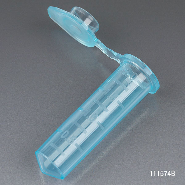 Globe Scientific Microcentrifuge Tube, 2.0mL, PP, Attached Snap Cap, Graduated, Blue, Certified: Rnase, Dnase and Pyrogen Free, 500/Stand Up Zip Lock Bag Microcentrifuge Tube; Microtube; Eppendorf Tube; Micro CT; 2.0mL; Centrifuge Tube; Blue;